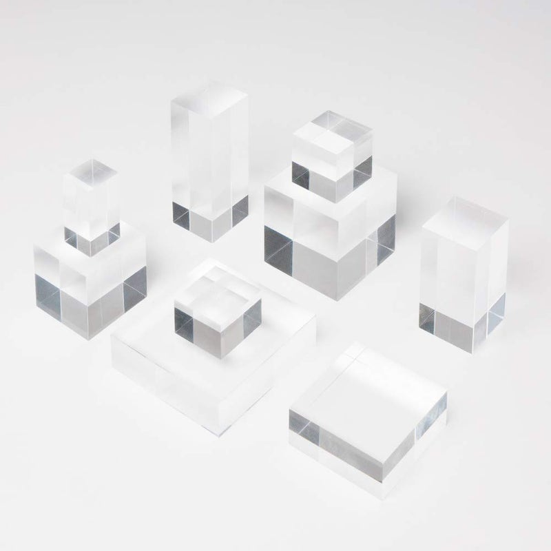 RY DISPLAY Clear Polished Acrylic Cube Display Stand - Square Block Acrylic Jewelry Showcase Holder (1"x6"x6") - Image 2